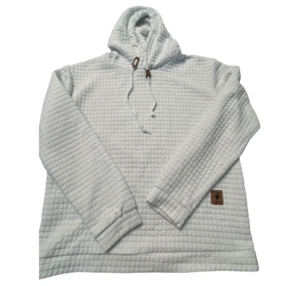Vogue Men’s White pullover hoodie waffle style size Large Textured Hoodie - Picture 5 of 11